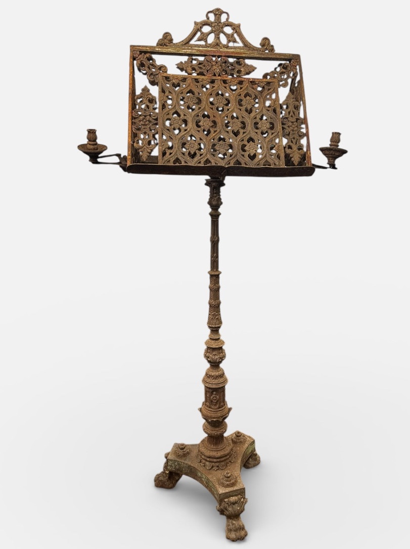 Cast Iron Church Or Chapel Lectern In The Neo-gothic Style, Mid-19th Century, H 190 Cm