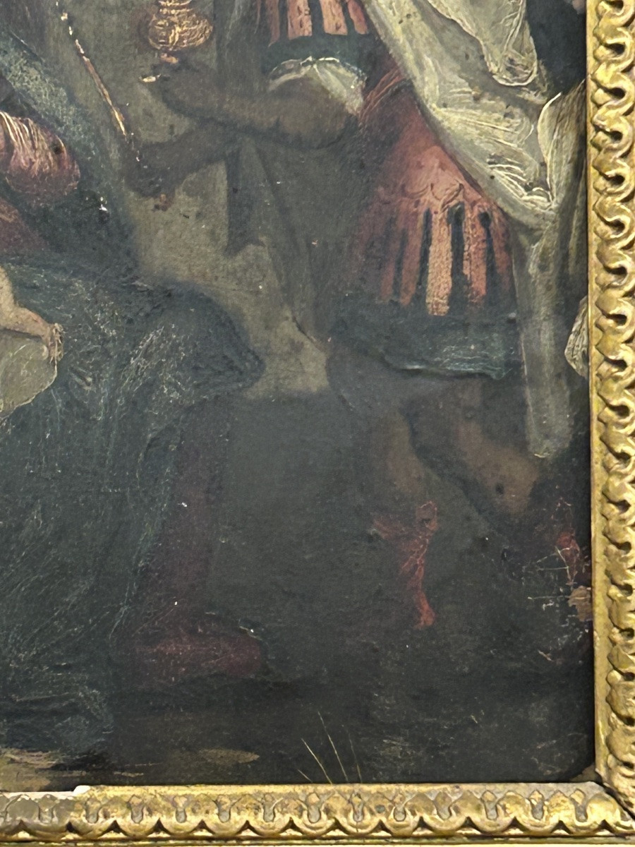École Flamande du XVIIème siècle l’ Adoration des mages huile sur cuivre peinture religieuse -photo-1