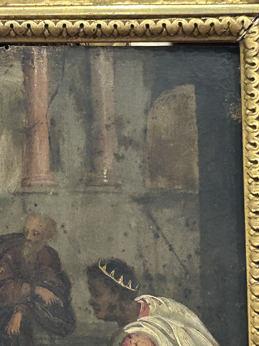 École Flamande du XVIIème siècle l’ Adoration des mages huile sur cuivre peinture religieuse -photo-2