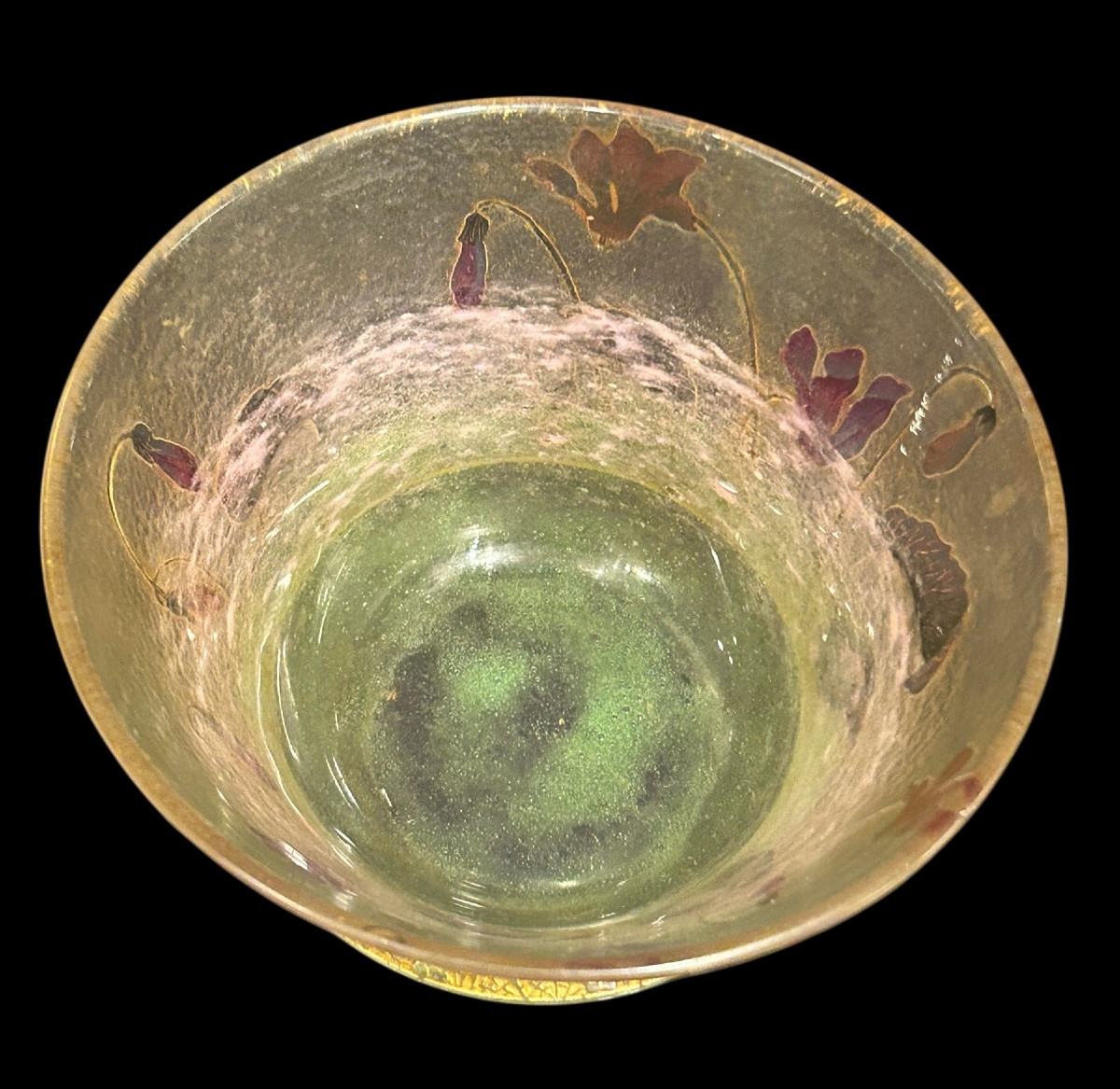 DAUM Nancy - Coupelle tronconique à décor de cyclamens - Art Nouveau - Pâtes de verre - Gallé-photo-5