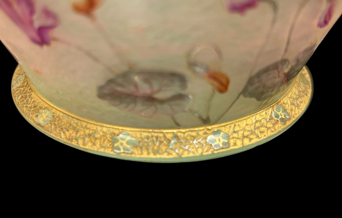 DAUM Nancy - Coupelle tronconique à décor de cyclamens - Art Nouveau - Pâtes de verre - Gallé-photo-7