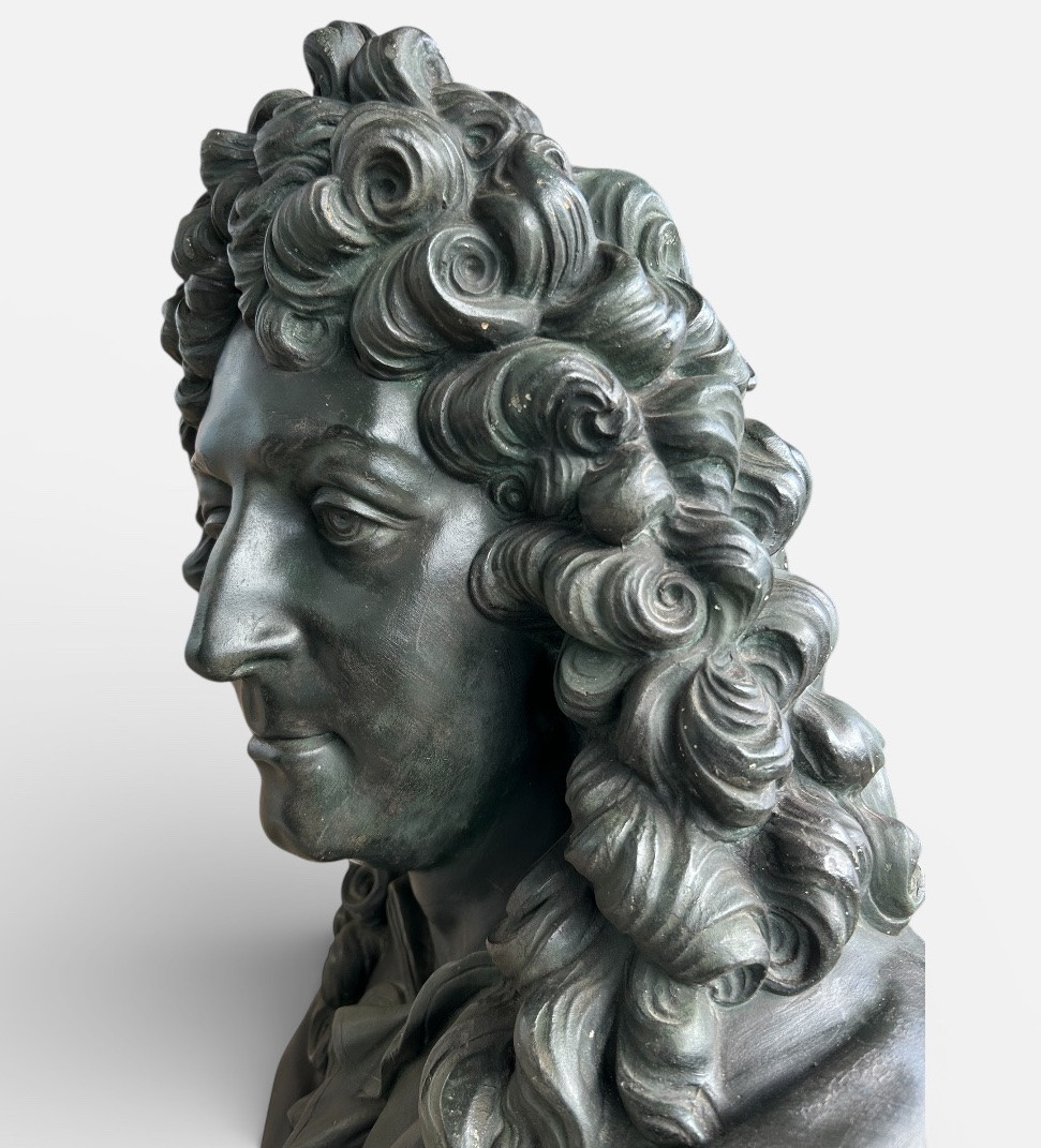 Important Bust Of Jean Baptiste Racine, Patinated Bronze Plaster, After François Girardon, H 75cm-photo-8