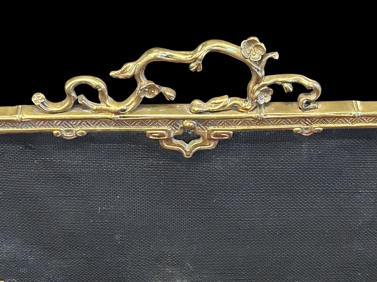 Japanese-style Gilt Bronze Fire Screen/spark Guard, Late 19th Century -photo-2