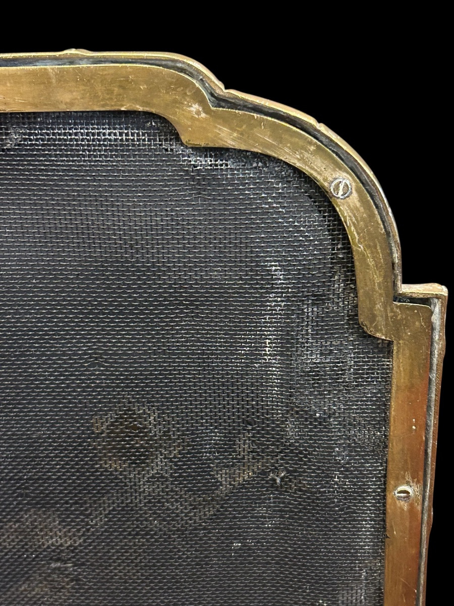 Japanese-style Gilt Bronze Fire Screen/spark Guard, Late 19th Century -photo-3