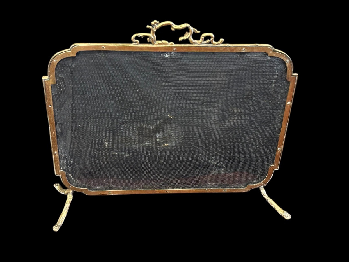 Japanese-style Gilt Bronze Fire Screen/spark Guard, Late 19th Century -photo-7