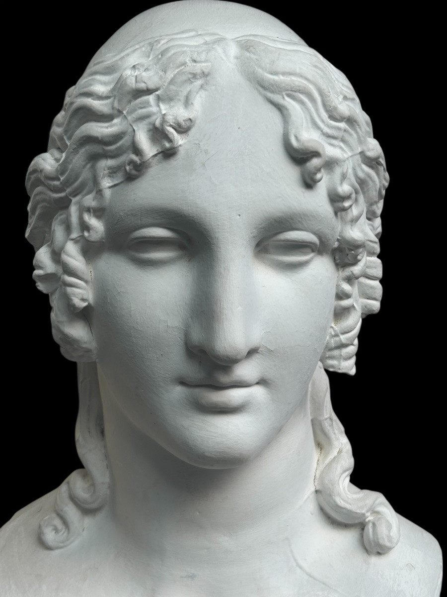 Helen Of Troy, Large Plaster Bust After Antonio Canova (1757-1822), Early 20th Century, H 66 Cm-photo-4