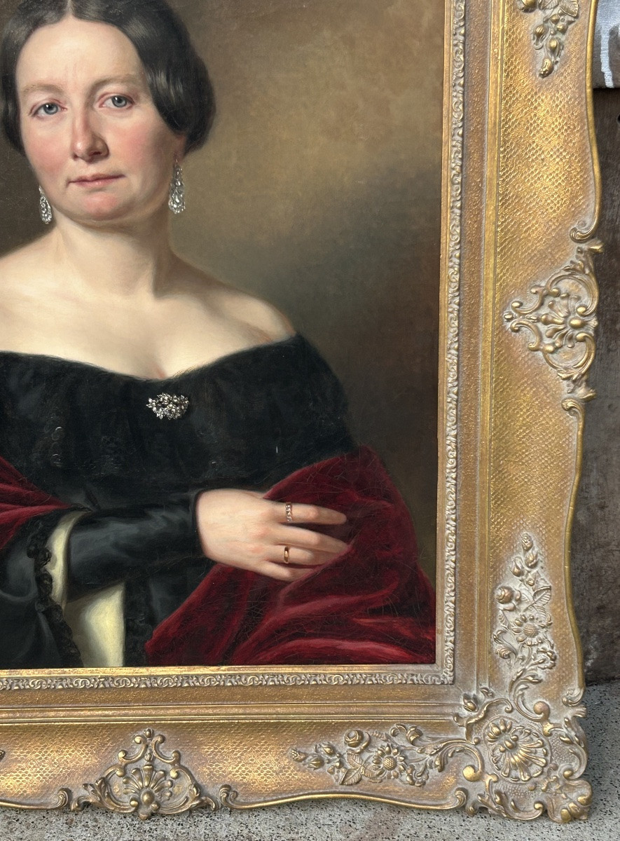 Portrait Of A 19th-century Woman, Oil On Canvas, Circa 1860. Height 103 Cm-photo-8