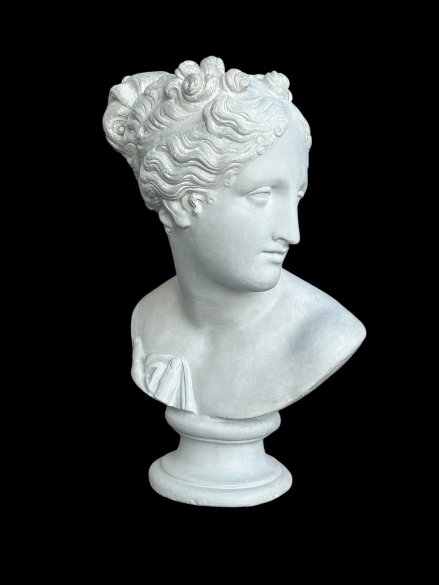 Italian Venus After Antonio Canova - Early 20th Century Plaster Bust, H 55 Cm-photo-3