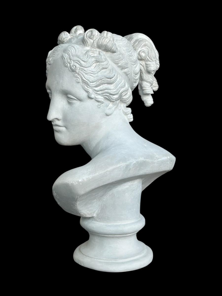 Italian Venus After Antonio Canova - Early 20th Century Plaster Bust, H 55 Cm-photo-2