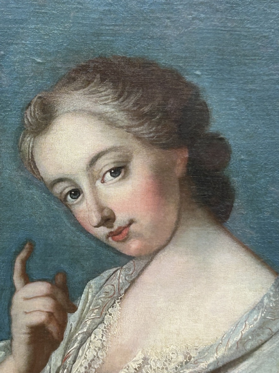 Portrait Of Jeanne-agnès Berthelot De Pléneuf (1698-1727), Marquise De Prie, Oil On Canvas, 18th Century-photo-4