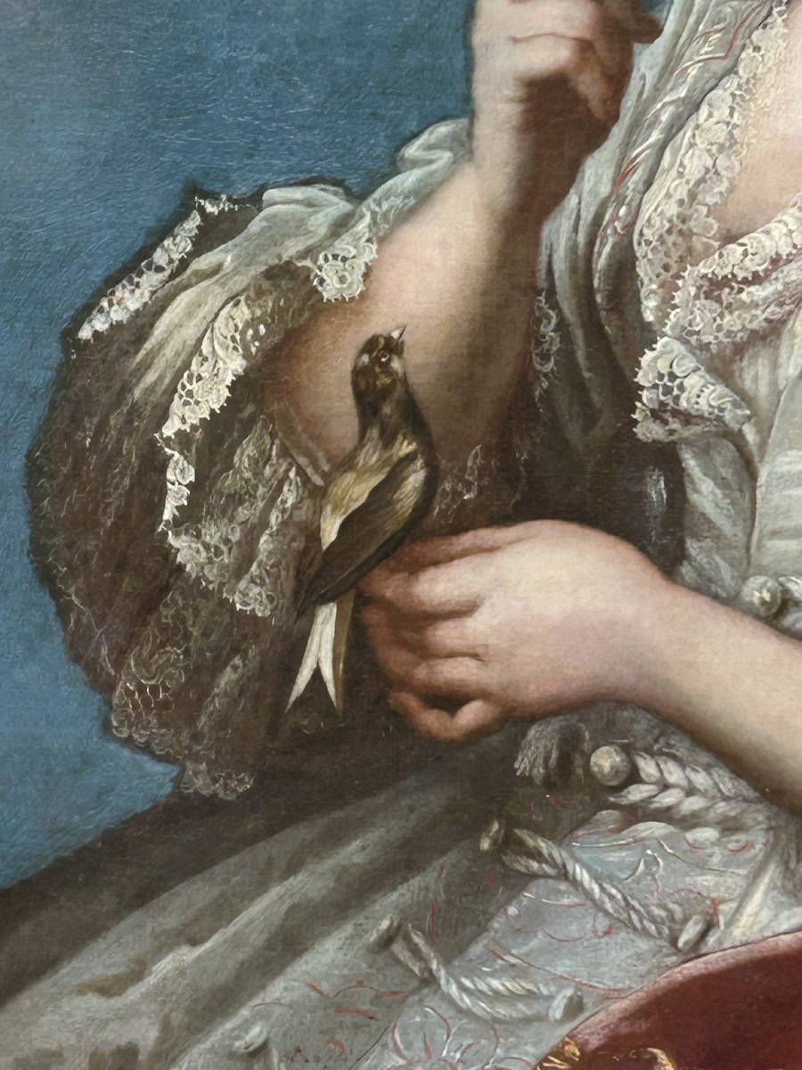 Portrait Of Jeanne-agnès Berthelot De Pléneuf (1698-1727), Marquise De Prie, Oil On Canvas, 18th Century-photo-1