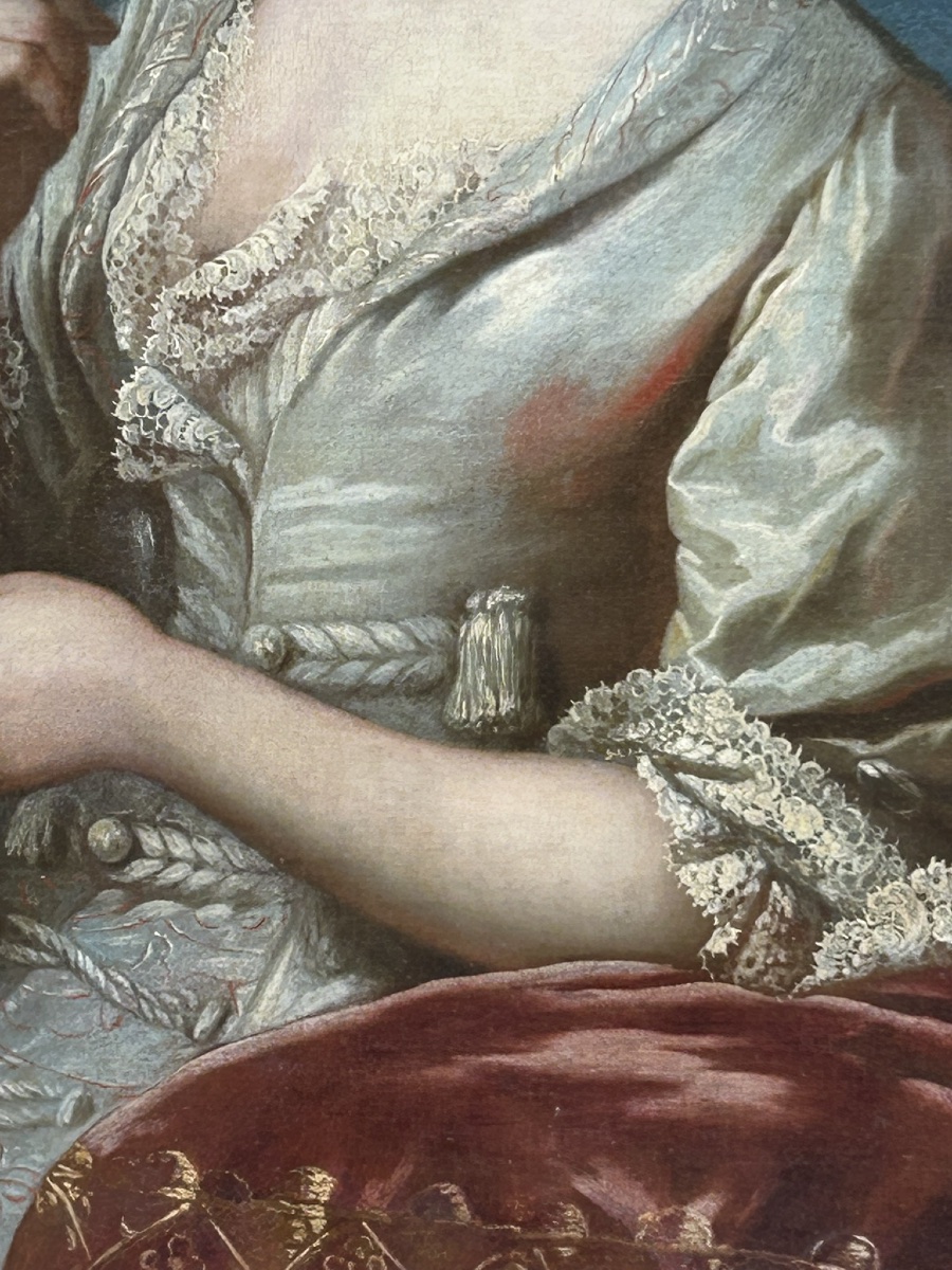 Portrait Of Jeanne-agnès Berthelot De Pléneuf (1698-1727), Marquise De Prie, Oil On Canvas, 18th Century-photo-2