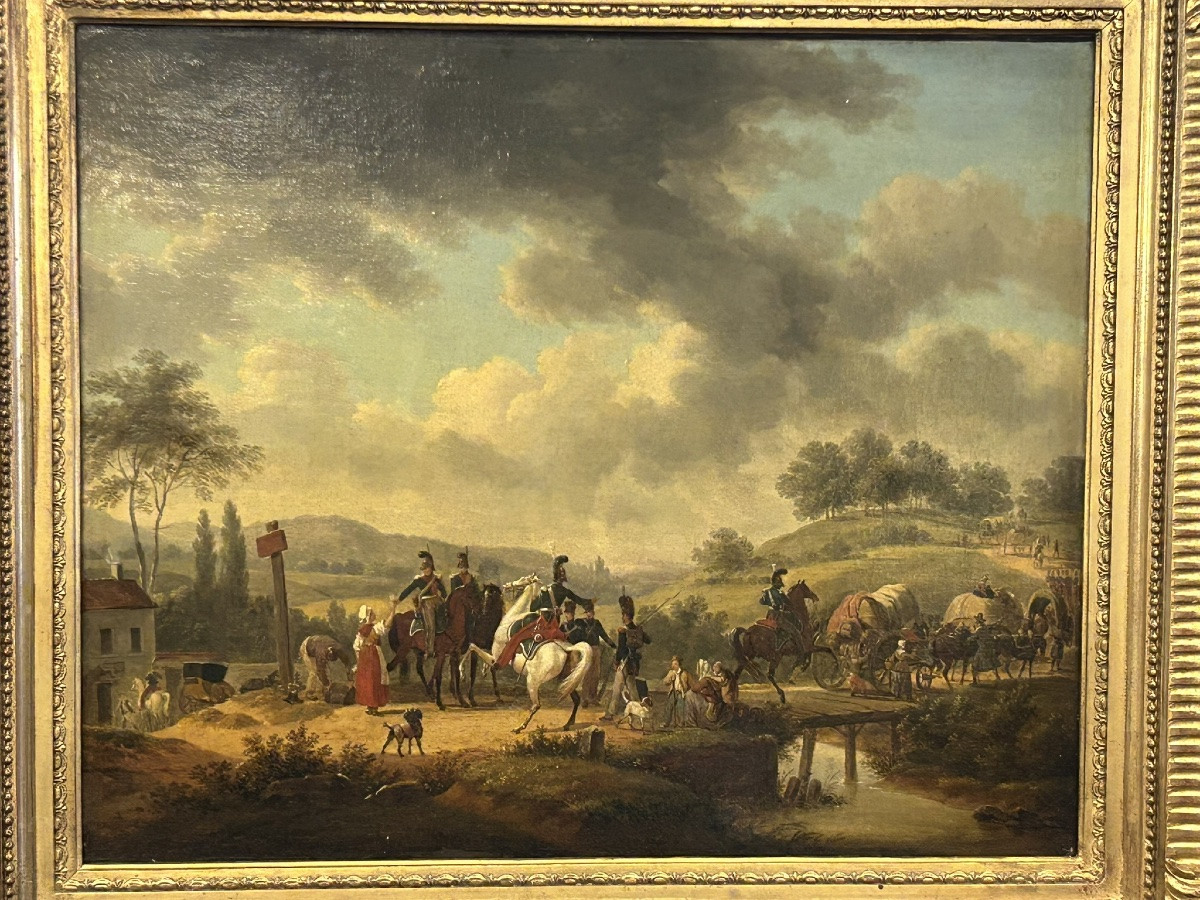 Jacques Francois Joseph Swebach (1769-1823) Oil On Canvas - French Dragoons -photo-2
