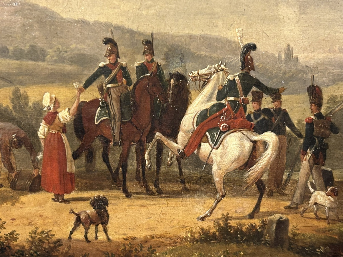 Jacques Francois Joseph Swebach (1769-1823) Oil On Canvas - French Dragoons -photo-3