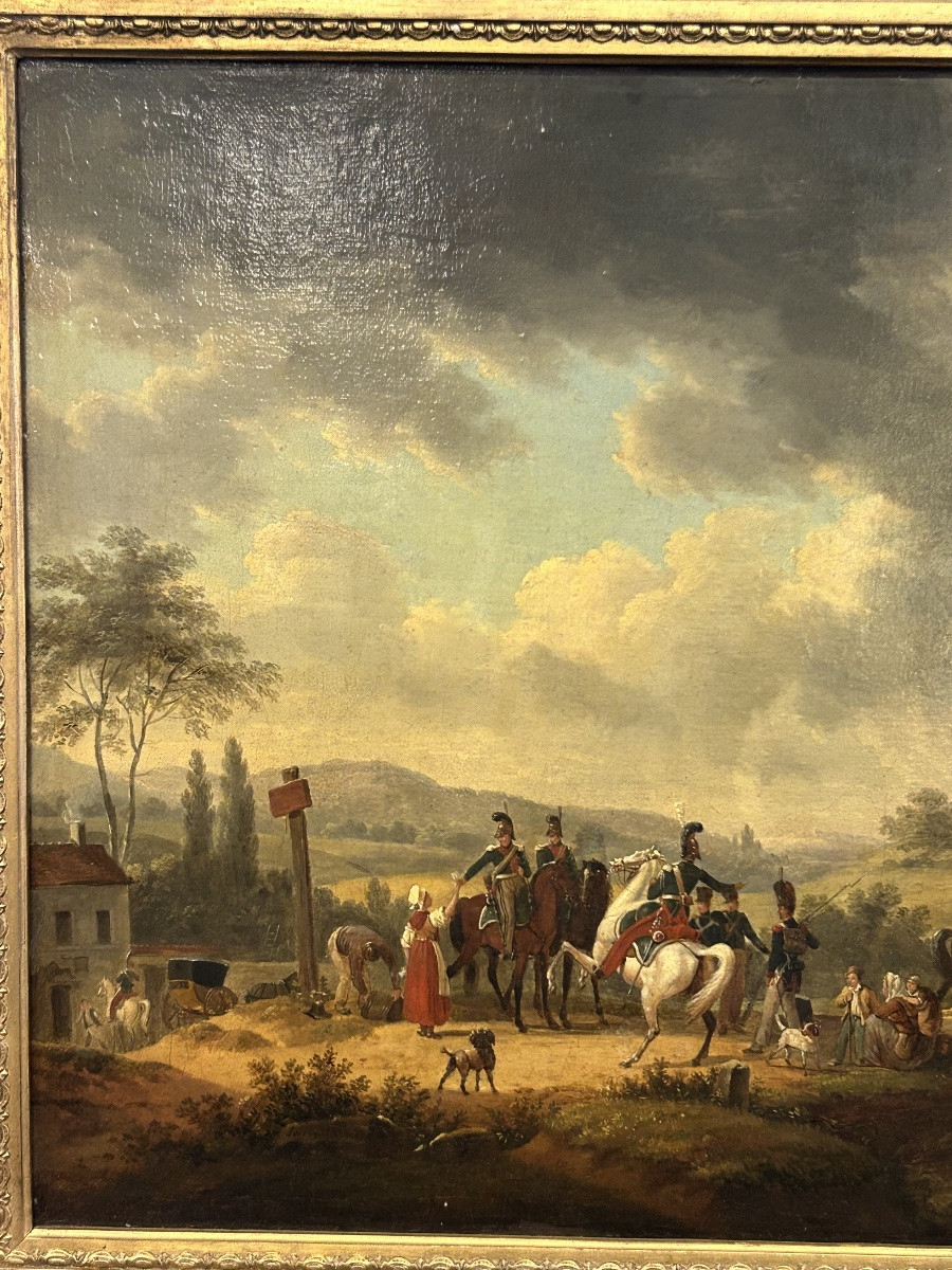 Jacques Francois Joseph Swebach (1769-1823) Oil On Canvas - French Dragoons -photo-5