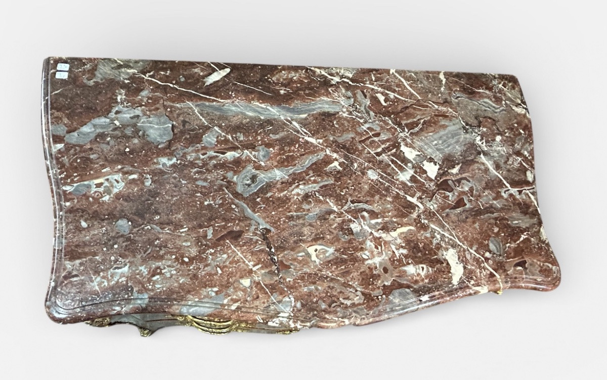 Commode d’entre deux en placage de bois de violette d’époque Louis XV - XVIIIème siècle.-photo-5