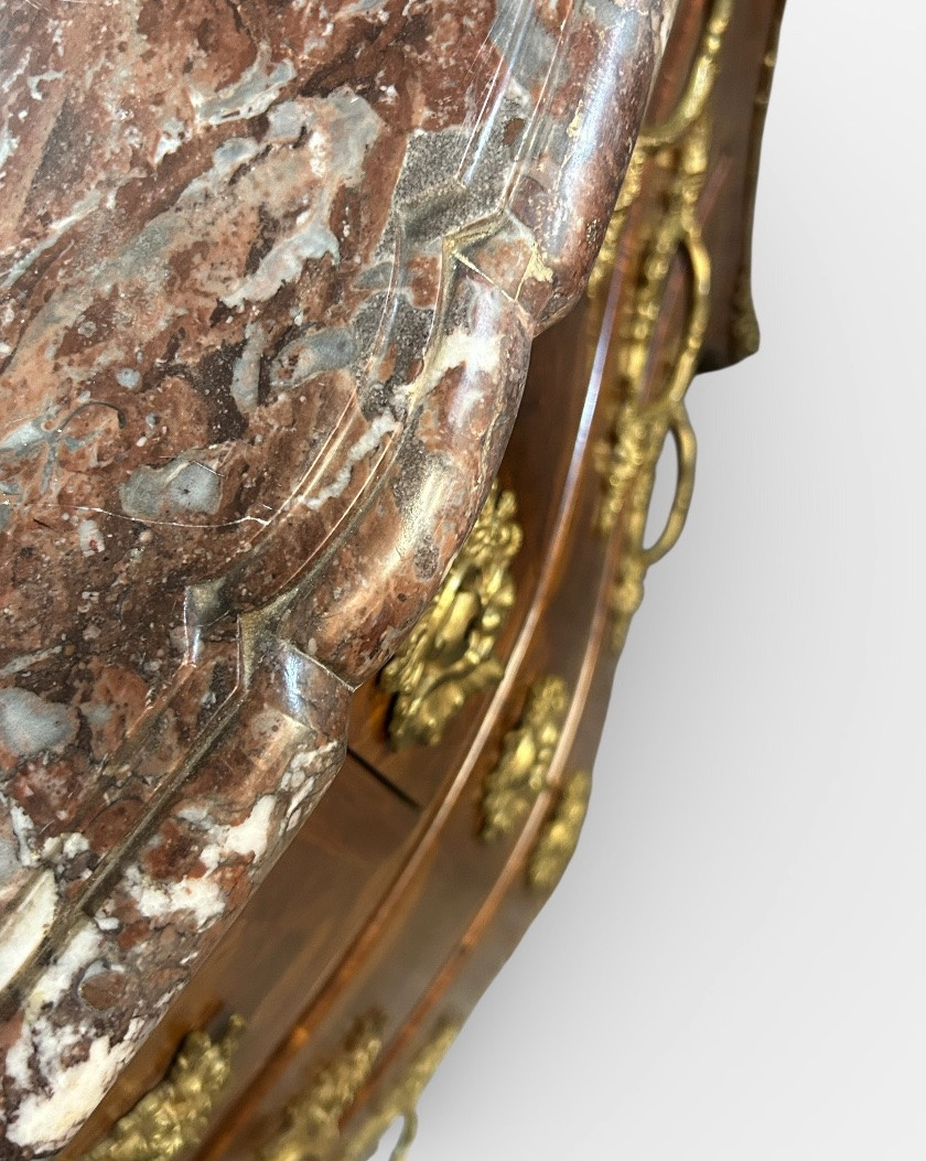 Commode d’entre deux en placage de bois de violette d’époque Louis XV - XVIIIème siècle.-photo-6