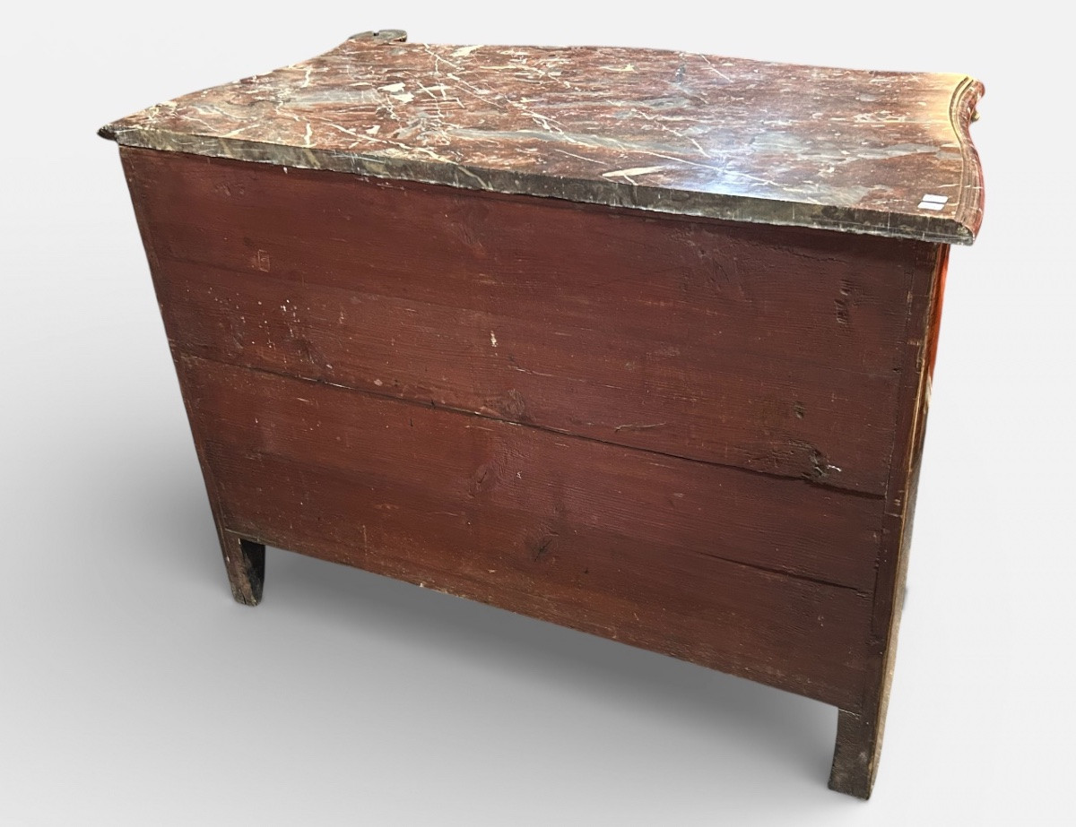 Commode d’entre deux en placage de bois de violette d’époque Louis XV - XVIIIème siècle.-photo-7