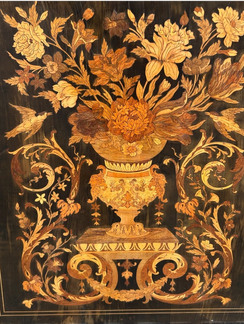 Buffet - A Piece Of Furniture At Waist Height Or Between Two Rooms, In Marquetry And Bone Veneer, Late 19th Century -photo-3