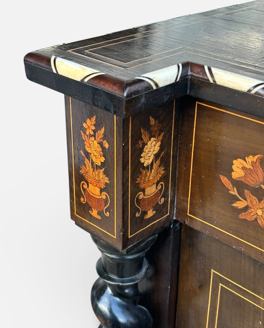 Buffet - A Piece Of Furniture At Waist Height Or Between Two Rooms, In Marquetry And Bone Veneer, Late 19th Century -photo-1