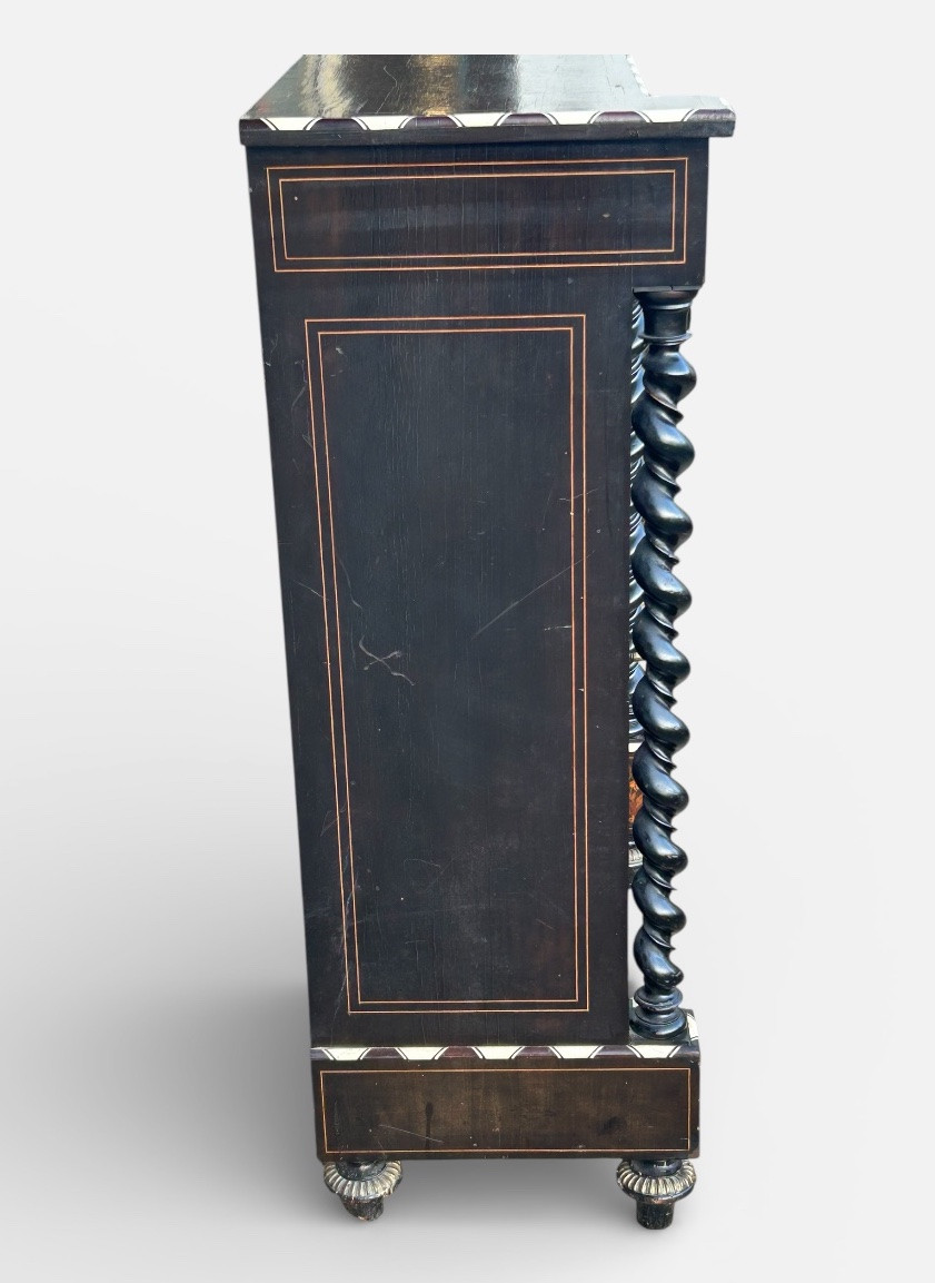 Buffet - A Piece Of Furniture At Waist Height Or Between Two Rooms, In Marquetry And Bone Veneer, Late 19th Century -photo-4