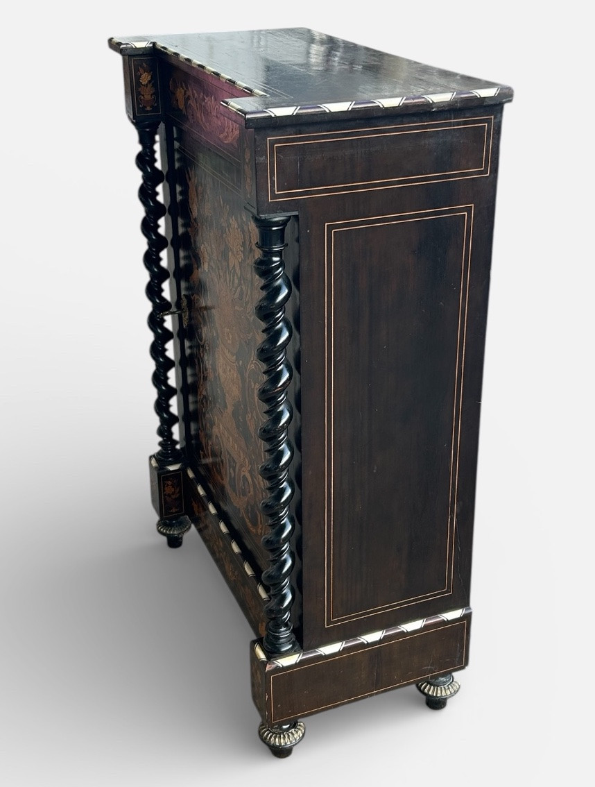 Buffet - A Piece Of Furniture At Waist Height Or Between Two Rooms, In Marquetry And Bone Veneer, Late 19th Century -photo-5