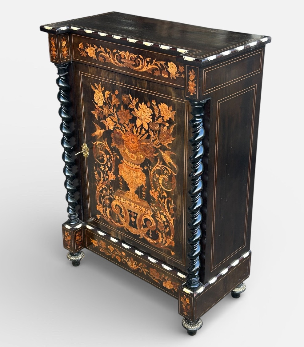 Buffet - A Piece Of Furniture At Waist Height Or Between Two Rooms, In Marquetry And Bone Veneer, Late 19th Century -photo-7