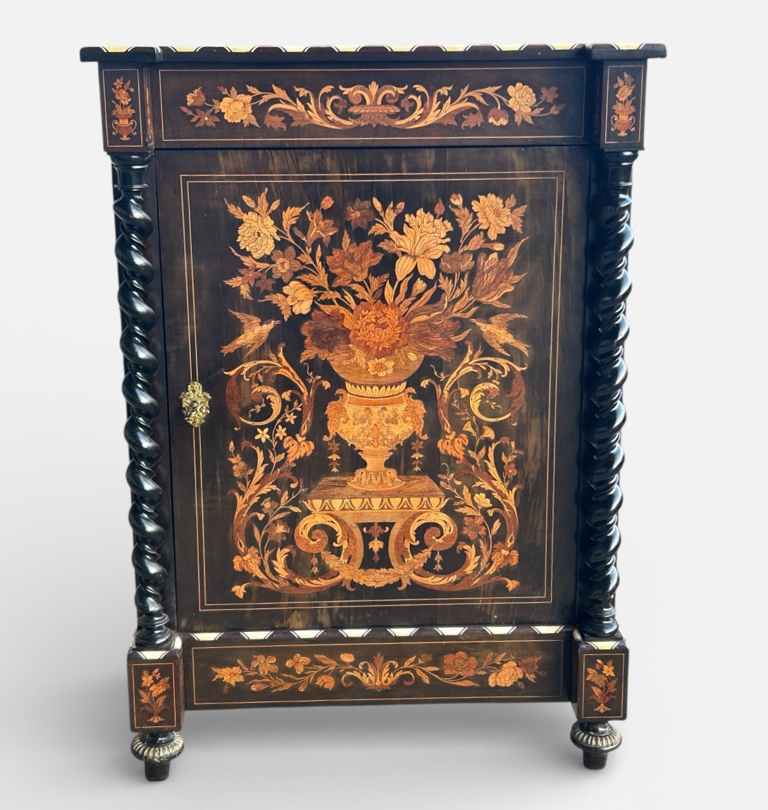 Buffet - A Piece Of Furniture At Waist Height Or Between Two Rooms, In Marquetry And Bone Veneer, Late 19th Century -photo-8