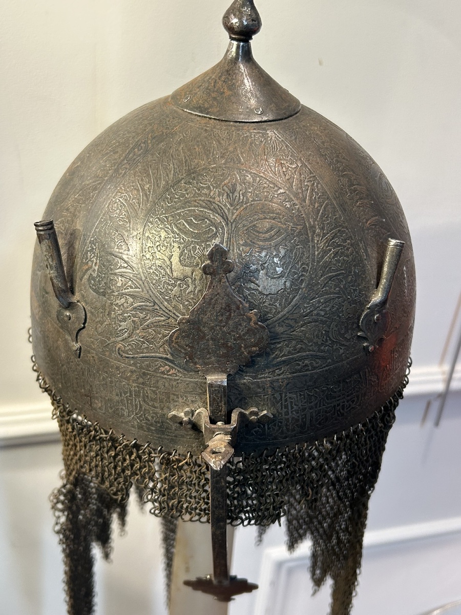 Oriental Helmet, Kulha Khud - Ottoman Empire - Turkish - Qajar - Iran - Persia, 19th Century -photo-2