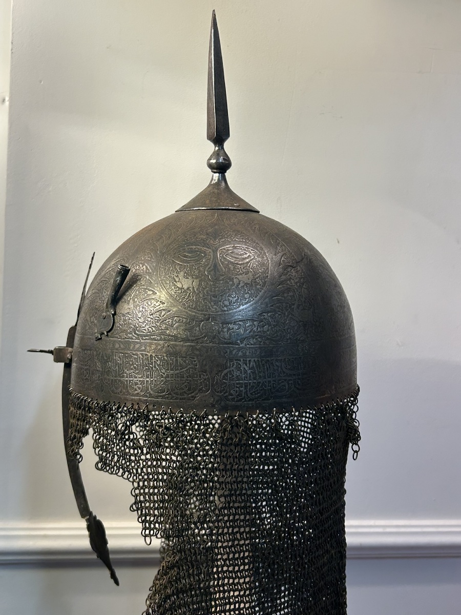 Oriental Helmet, Kulha Khud - Ottoman Empire - Turkish - Qajar - Iran - Persia, 19th Century -photo-3