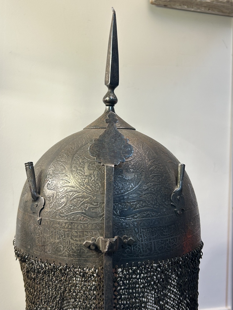 Oriental Helmet, Kulha Khud - Ottoman Empire - Turkish - Qajar - Iran - Persia, 19th Century -photo-6