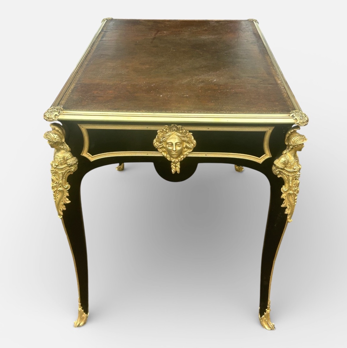  Louis XV Style Flat Desk, Black Lacquered, Napoleon III Period - L 132 Cm-photo-4