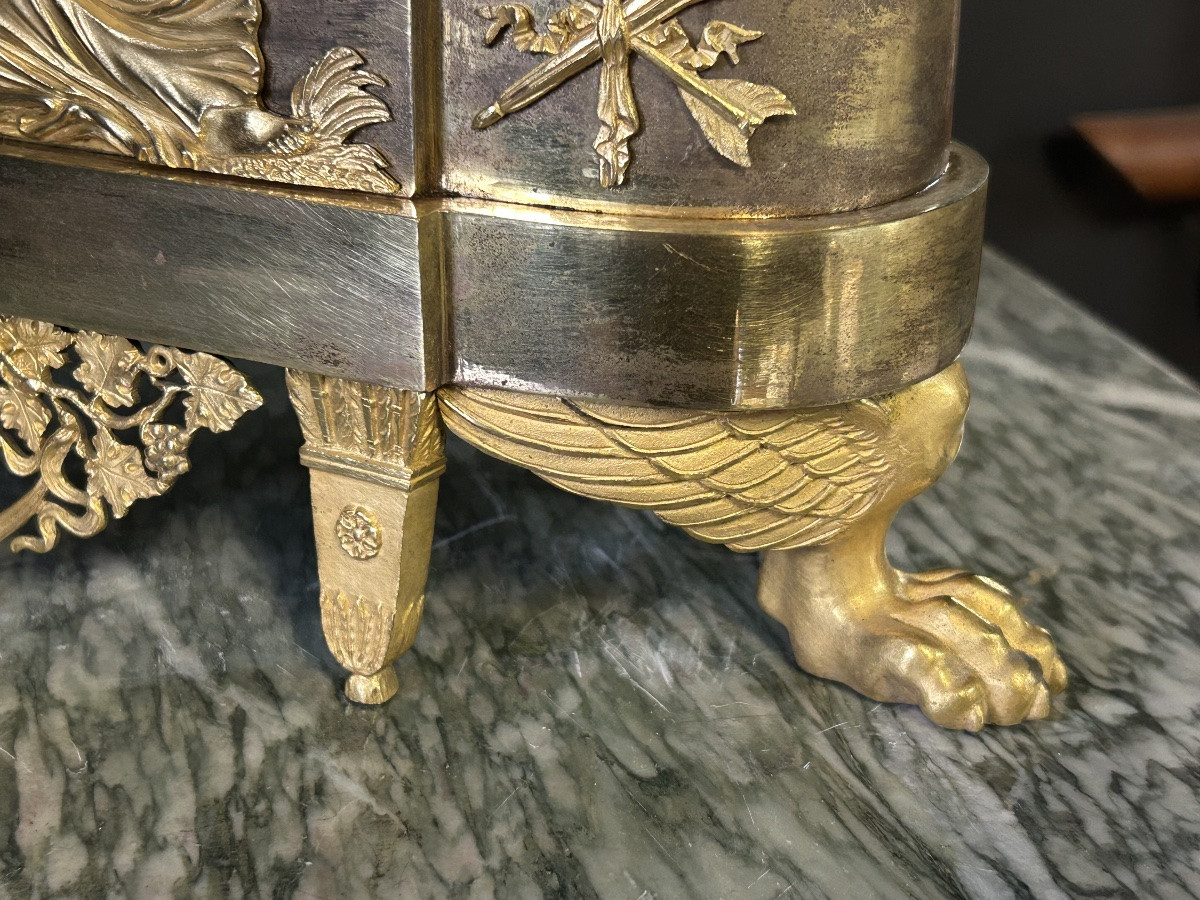 Rare pendule allégorique d’époque Empire l’amour qui déplace les cieux - bronze doré vers 1810-photo-4