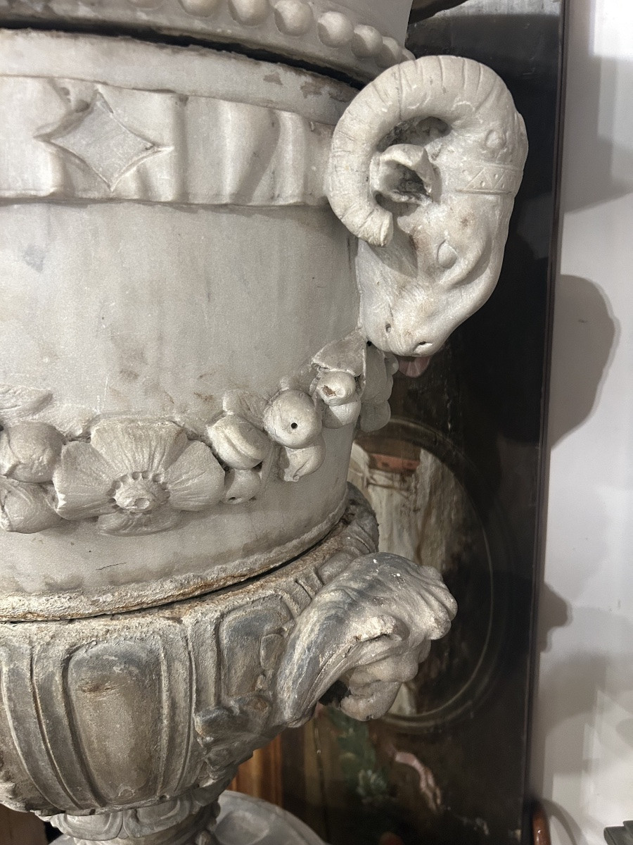 Important vase en marbre d’époque fin XVIIIème ou début XIXéme H 105 cm-photo-4