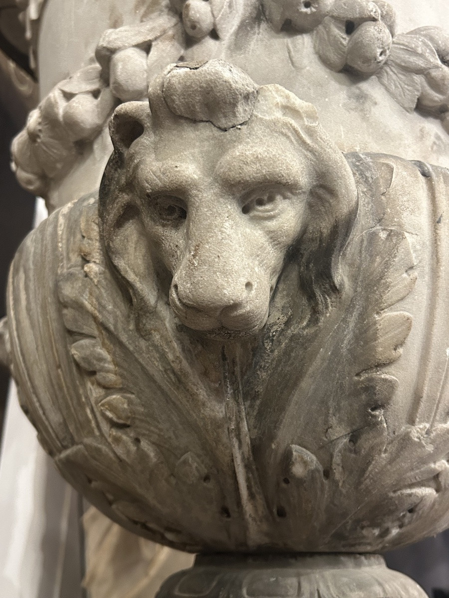 Important vase en marbre d’époque fin XVIIIème ou début XIXéme H 105 cm-photo-5