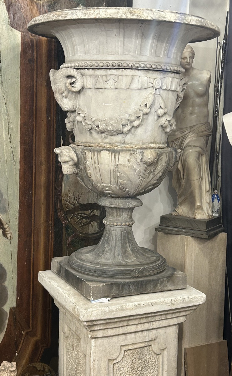 Important vase en marbre d’époque fin XVIIIème ou début XIXéme H 105 cm-photo-7