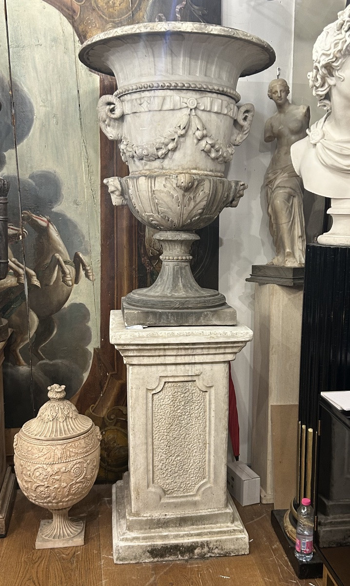 Important vase en marbre d’époque fin XVIIIème ou début XIXéme H 105 cm-photo-8