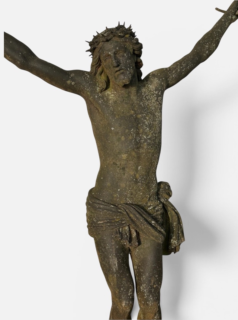 Grand Christ en croix en fonte du XIXéme siècle hauteur 150 cm - Crucifixion - religieux - -photo-2