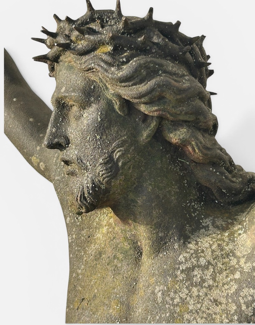 Grand Christ en croix en fonte du XIXéme siècle hauteur 150 cm - Crucifixion - religieux - -photo-3
