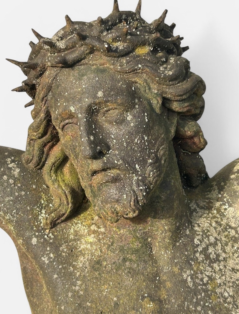 Grand Christ en croix en fonte du XIXéme siècle hauteur 150 cm - Crucifixion - religieux - -photo-4