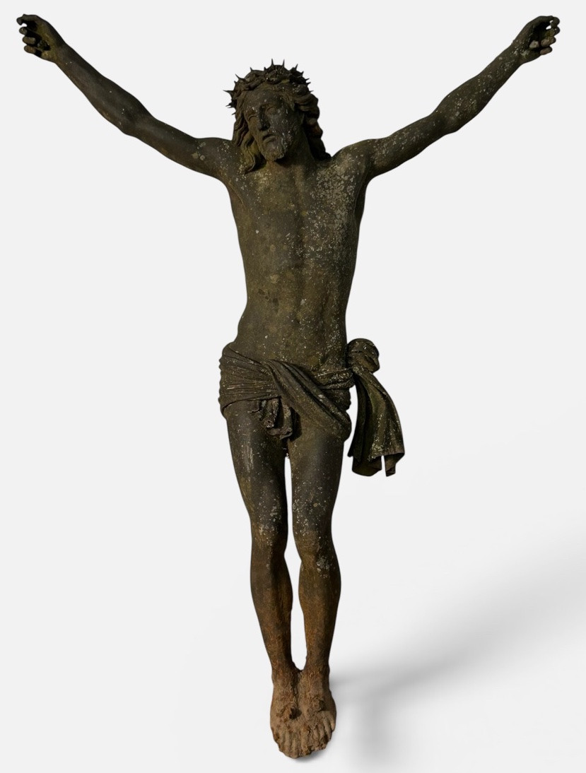 Grand Christ en croix en fonte du XIXéme siècle hauteur 150 cm - Crucifixion - religieux - -photo-5