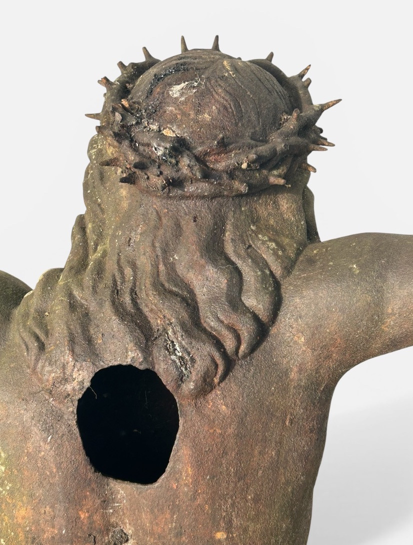 Grand Christ en croix en fonte du XIXéme siècle hauteur 150 cm - Crucifixion - religieux - -photo-7