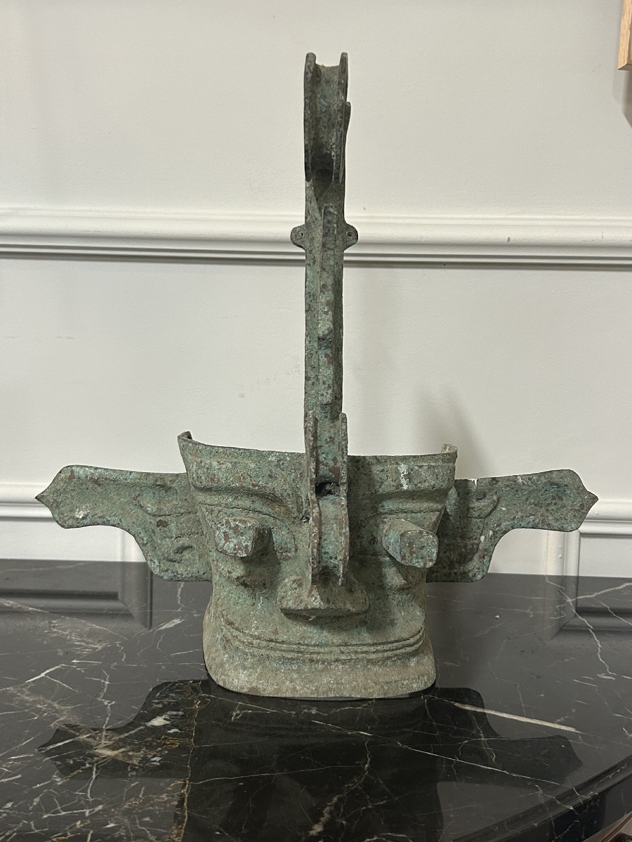 Masque Sanxingdui de l’ancien royaume de Shu - bronze Chine style Shang et Zhou -photo-2