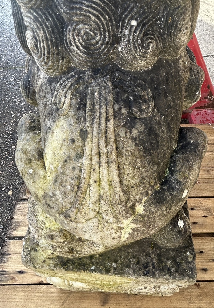 Pair Of Marble Foo Dogs, China, 19th Century - Chinese Foo Dogs -photo-6