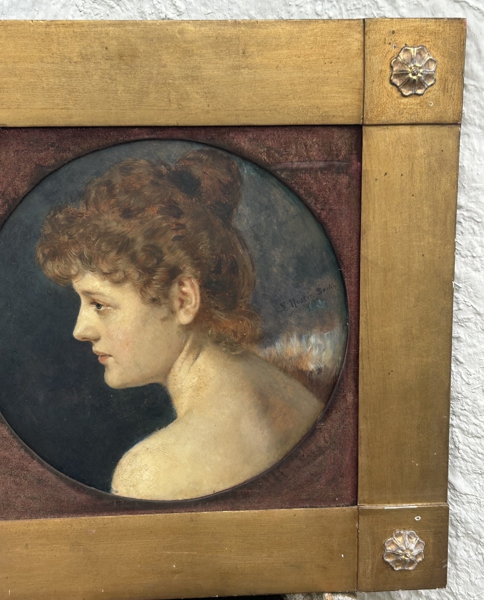 Noster Ludwig (1859-1910) Portrait Of A Woman In Profile, Painting On Wood, Signed And Dated 1892 -photo-8