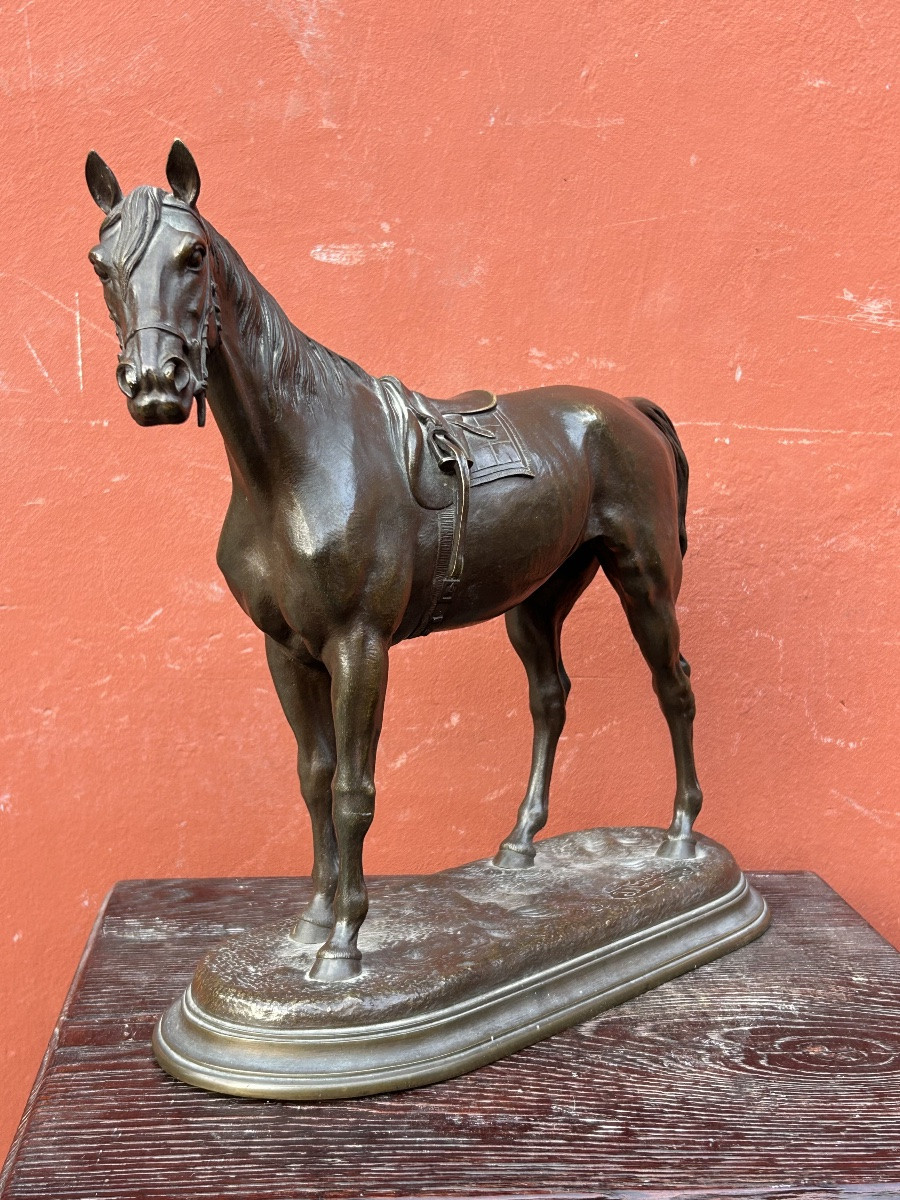 Jules Moigniez (1835-1894) Bronze équestre - cheval de course scellé - époque XIXéme équitation-photo-1