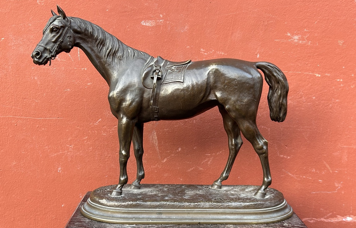 Jules Moigniez (1835-1894) Bronze équestre - cheval de course scellé - époque XIXéme équitation