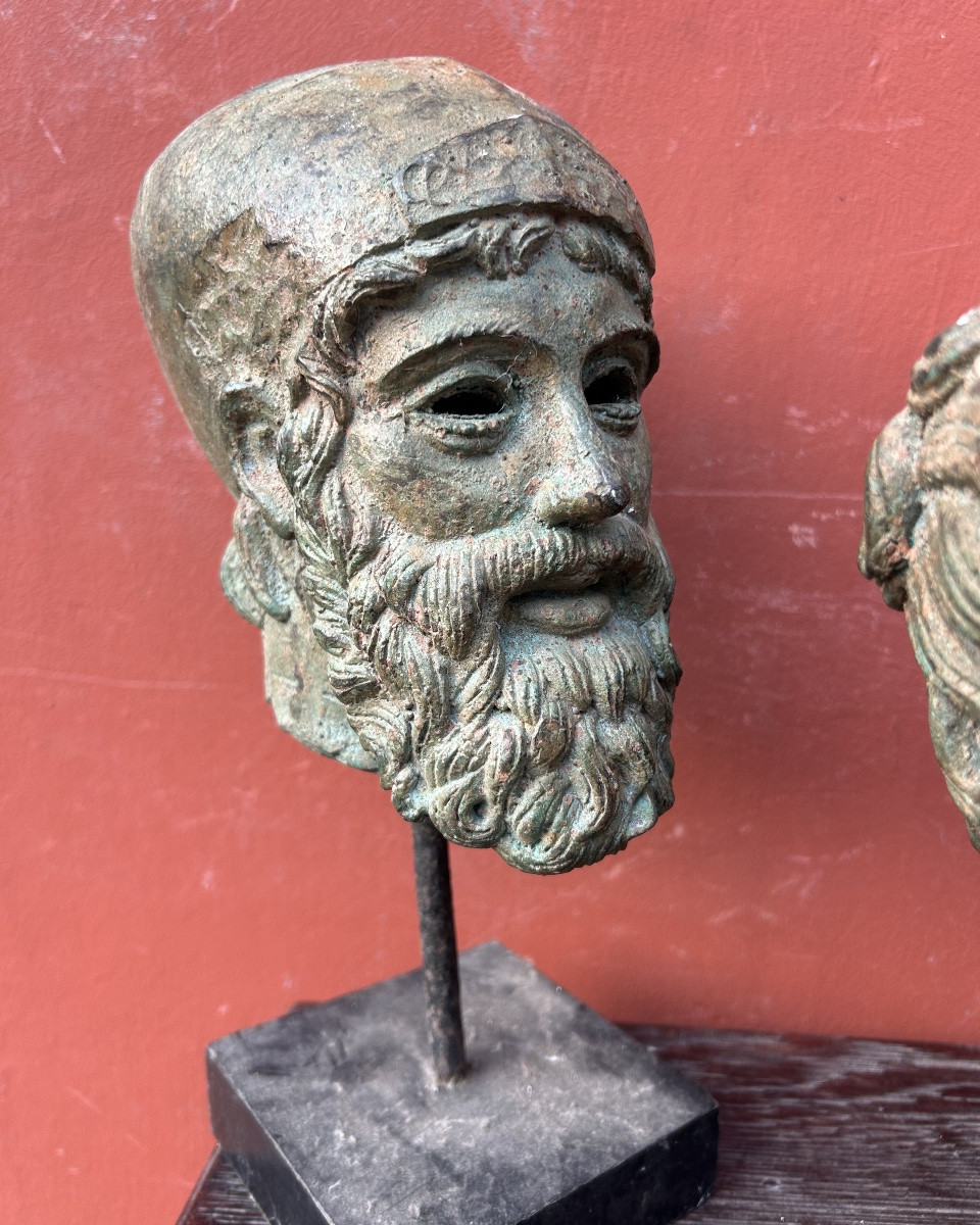 Lot de quatre têtes ou bustes en bronze d’après l’antique vers 1950-60 - buste - romain - Grèce-photo-3