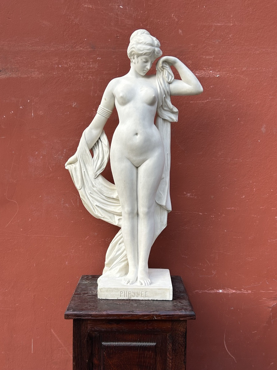 Pierre-Etienne Daniel CAMPAGNE ( France 1851-1914) sculpture en marbre de Carrare Phrynée H 78 -photo-2
