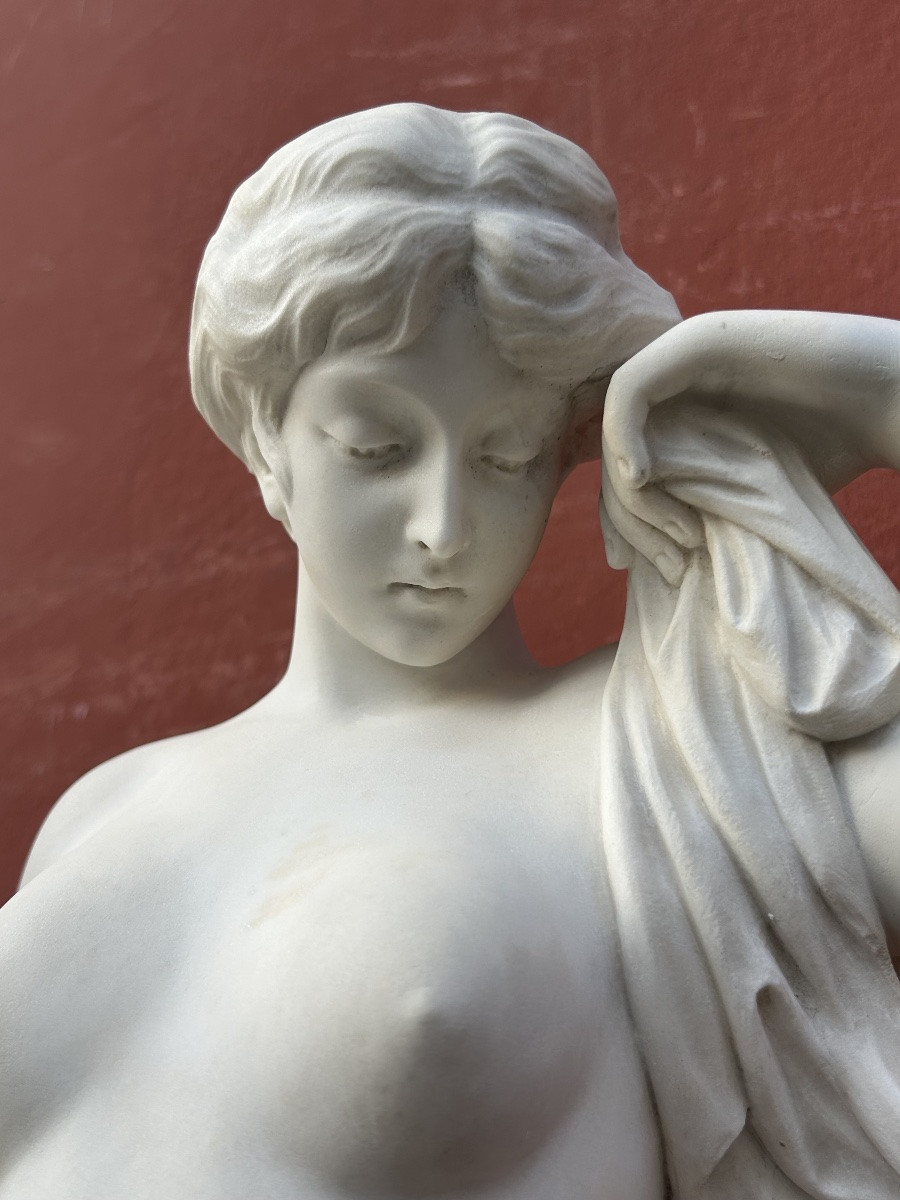 Pierre-Etienne Daniel CAMPAGNE ( France 1851-1914) sculpture en marbre de Carrare Phrynée H 78 -photo-3